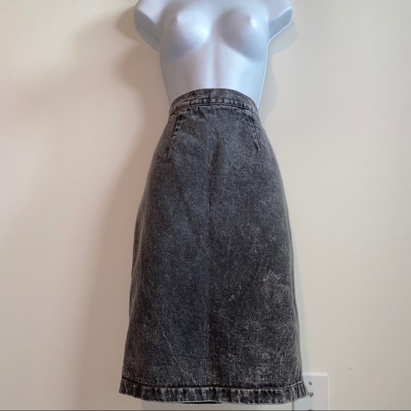 Vintage Acid Wash Grayish Pencil Skirt Size 10 - Picture 2 of 9